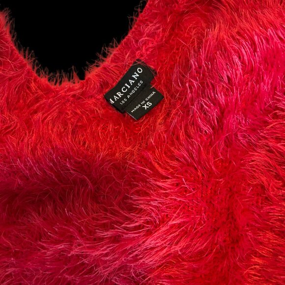 Marciano Red Eyelash Knit V-Neck Sweater – Size XS - Picture 3 of 3
